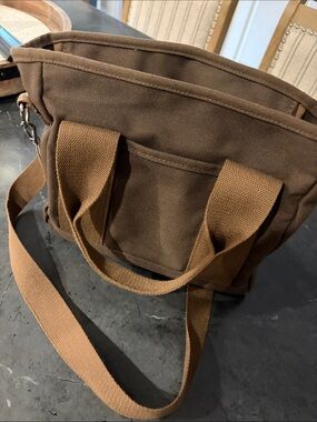 Amazon Brown Canvas Crossbody Tote